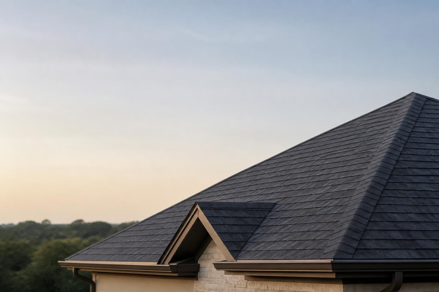 Clean finished roof with open space for website text overlay.